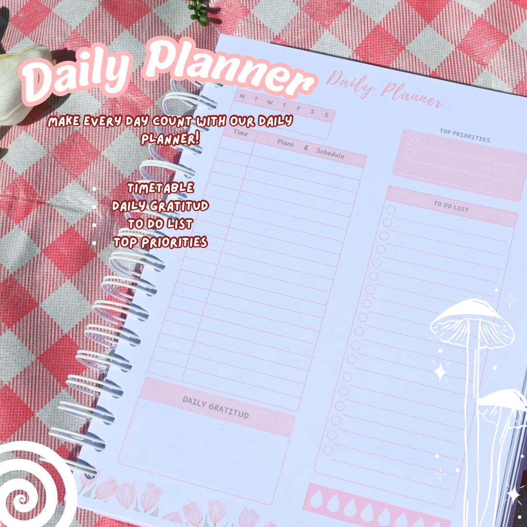 2025 Planner - Aesthetic Spiral Planner Pink (300 Pages)