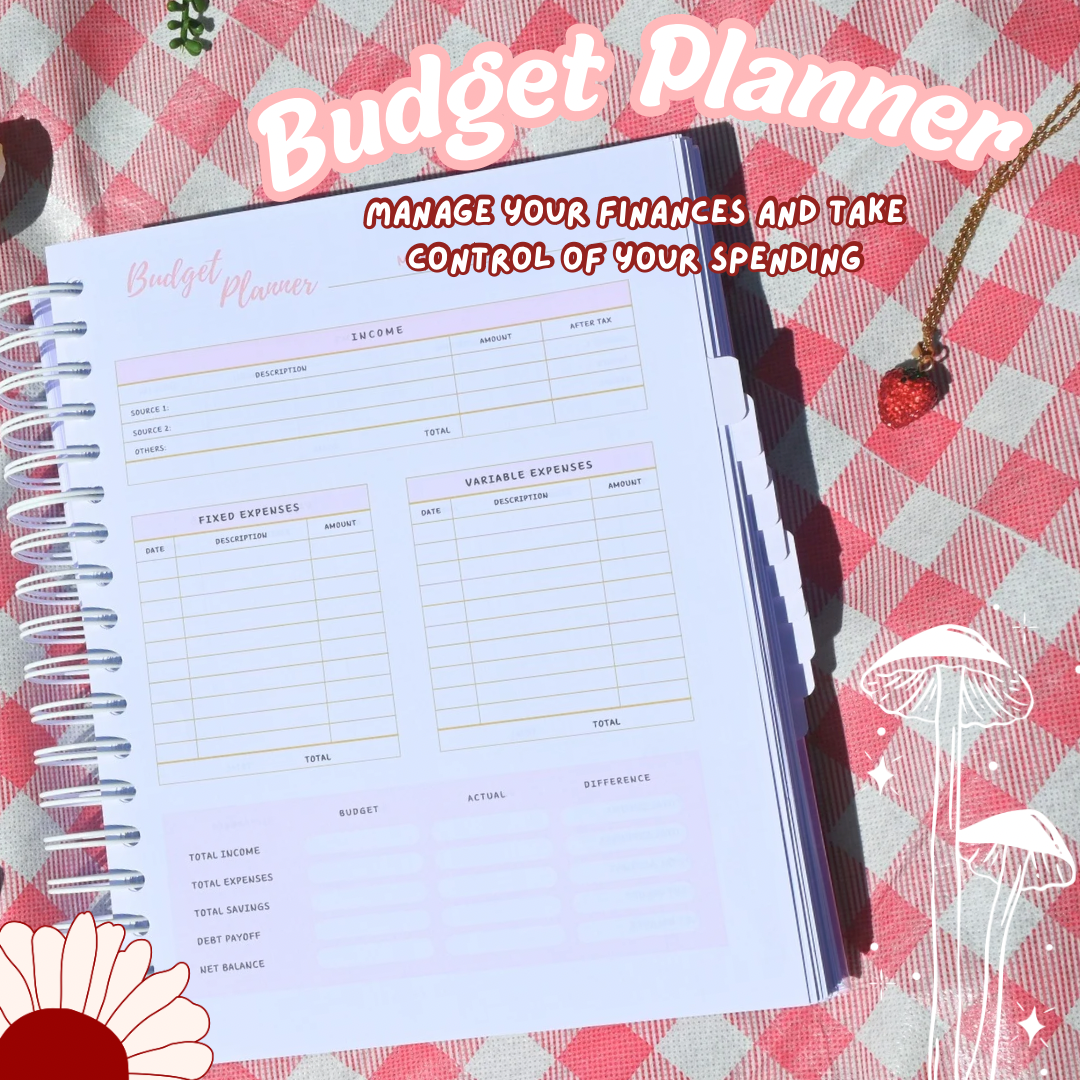 2025 Planner - Aesthetic Spiral Planner Pink (300 Pages)