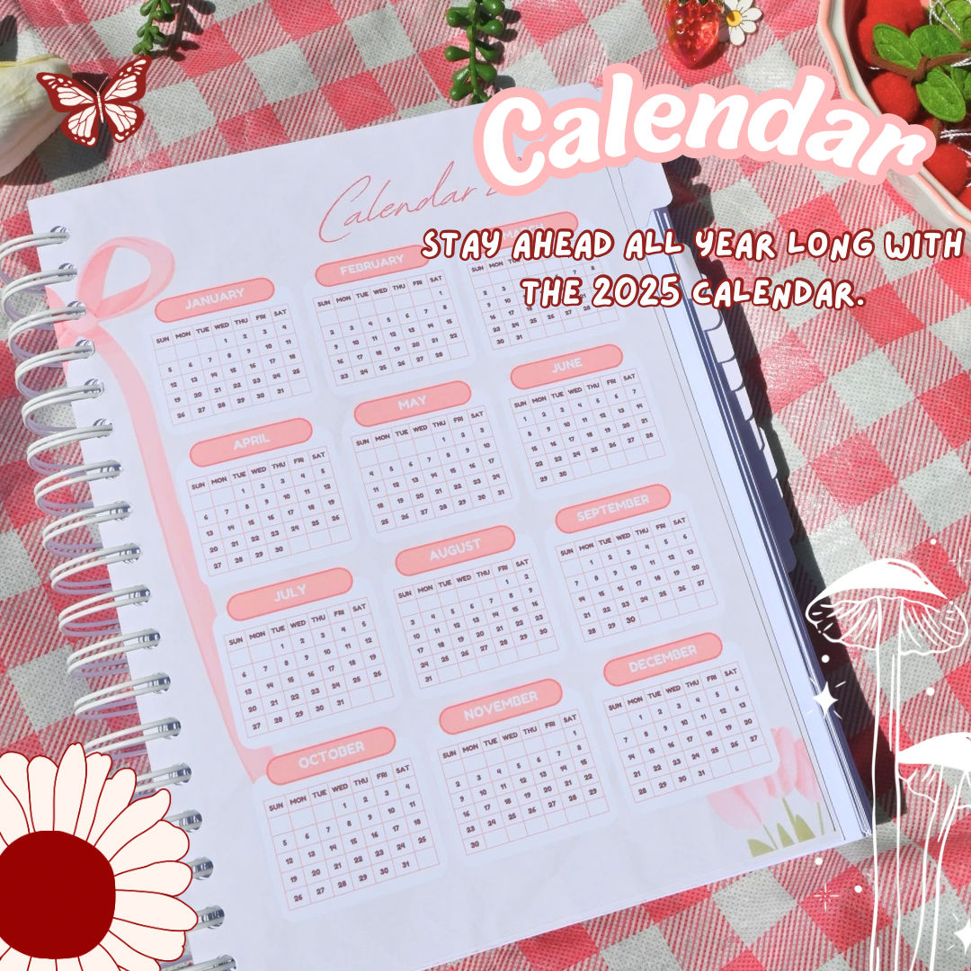 2025 Planner - Aesthetic Spiral Planner Pink (300 Pages)