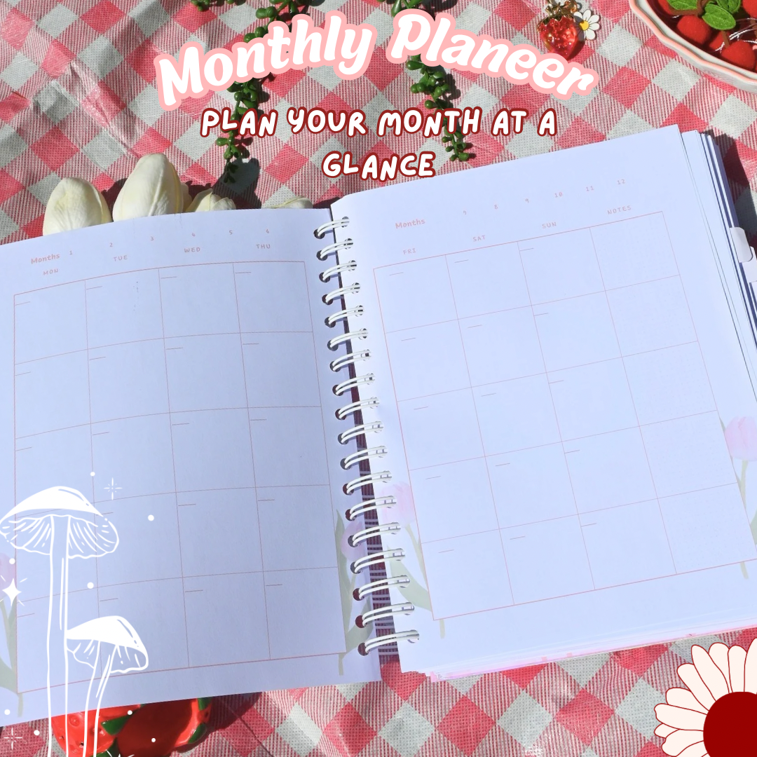 2025 Planner - Aesthetic Spiral Planner Pink (300 Pages)
