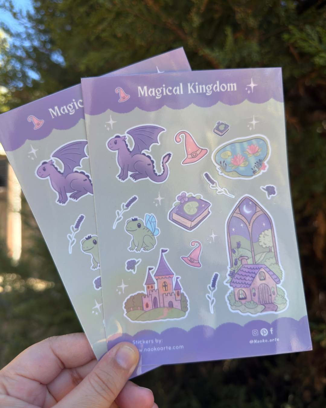 Magical Kingdom Stickers – Enchanted Garden 🐉💜 (Handmade)