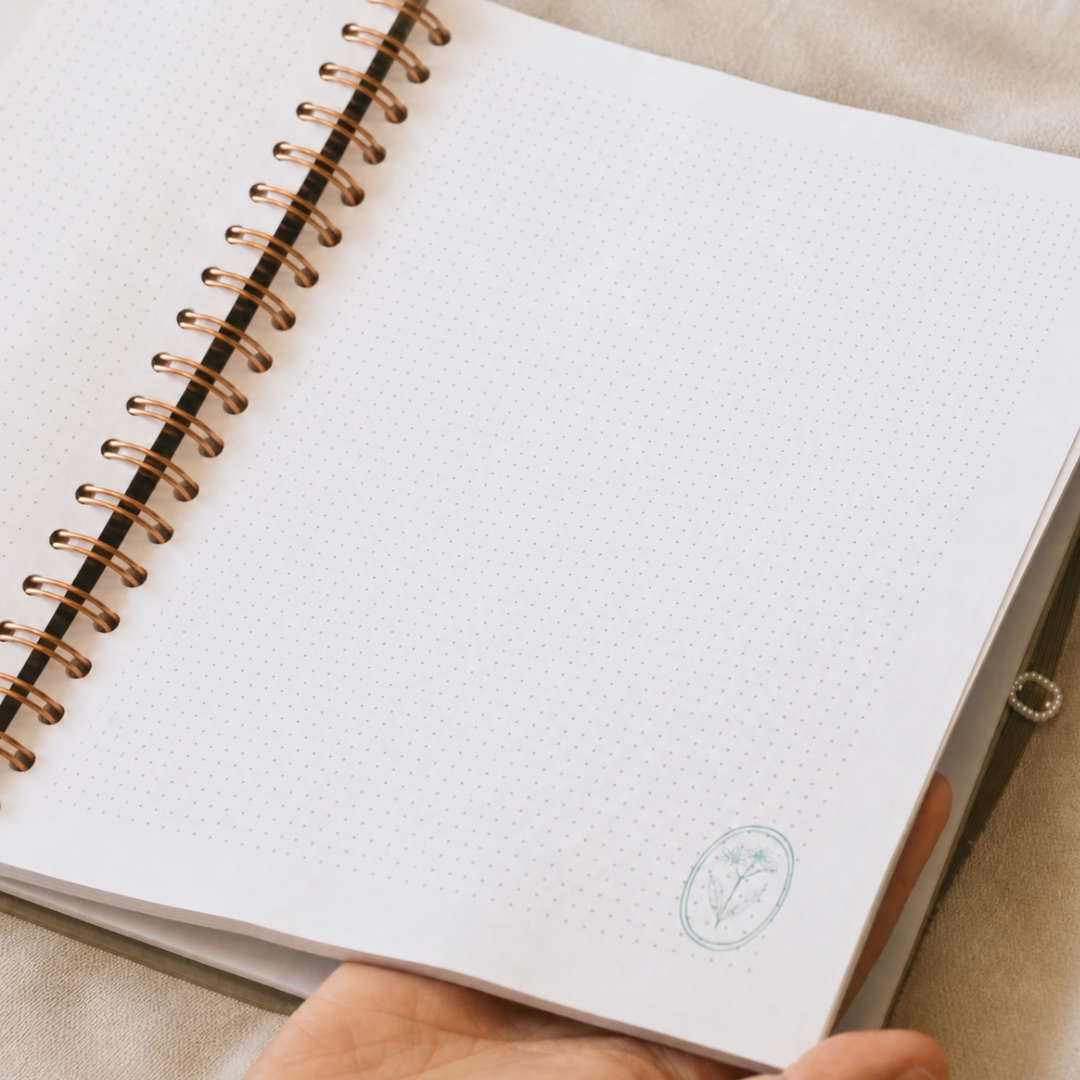 Dotted pages with botanical details inside My Secret Diary journal