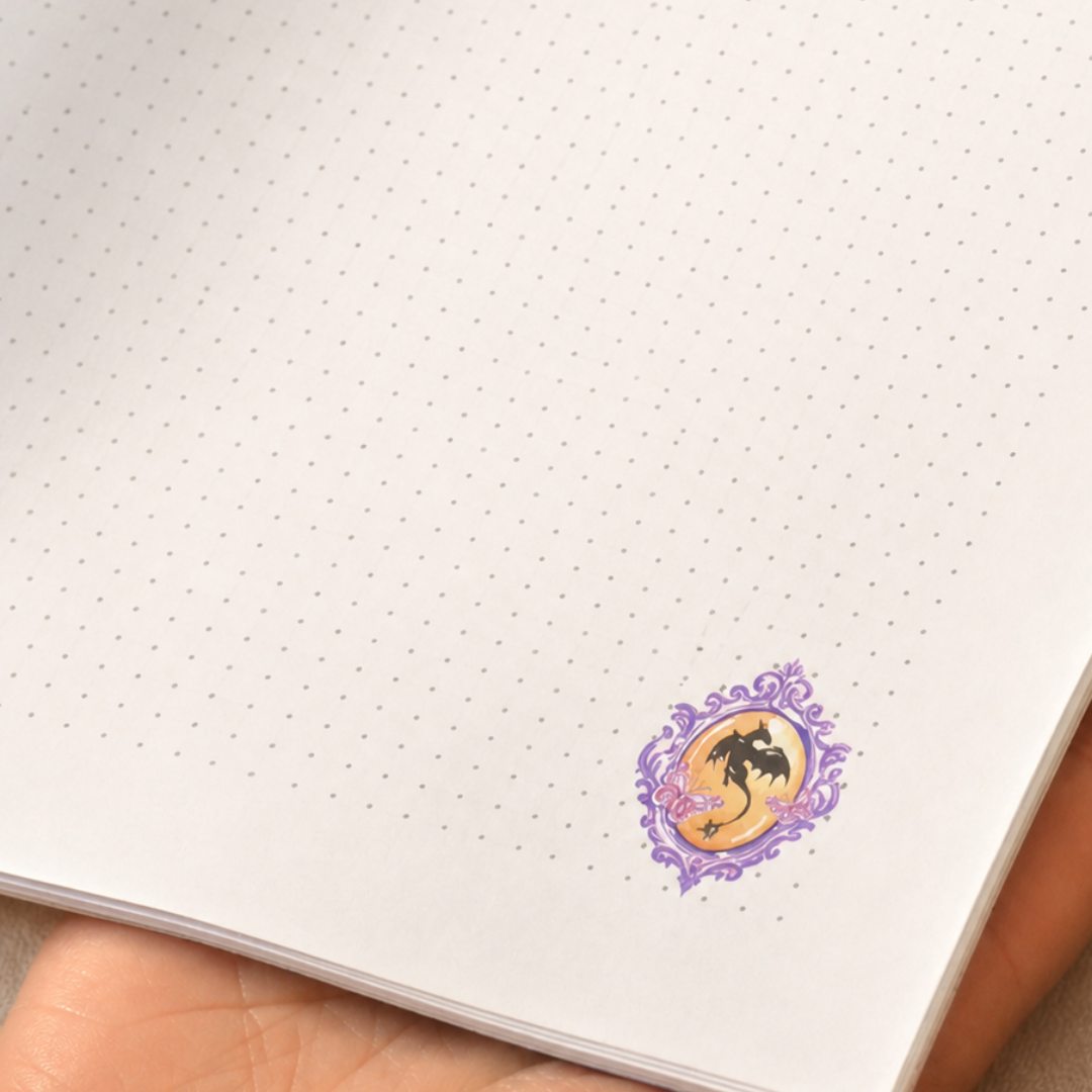 Dotted page with magical mirror detail inside My Magic Diary journal