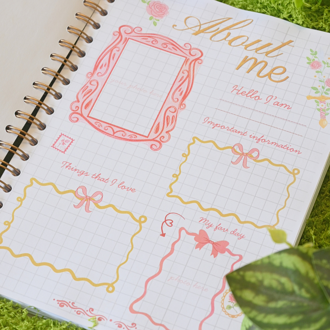 About Me guided page inside My Princess Diary journal