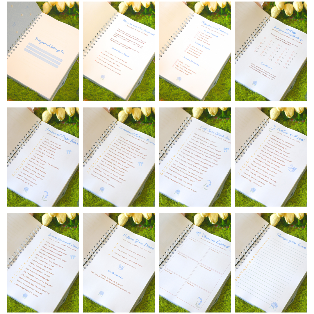 Overview of the guided pages included in My Dreamy Diary
