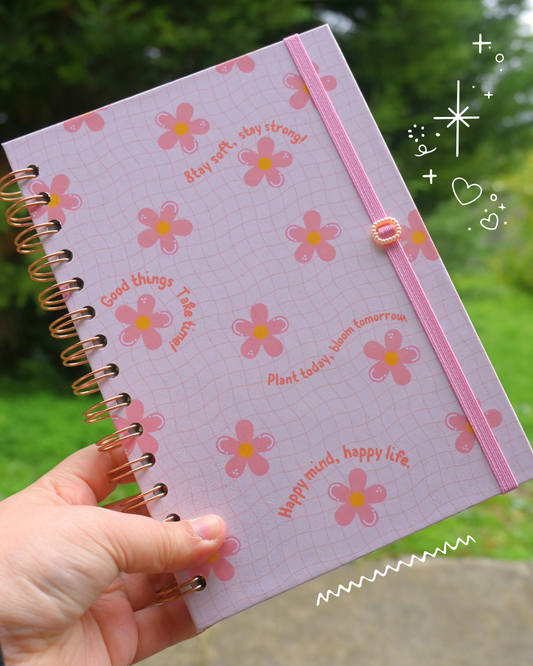 Spiral Bullet Journal | Peachy Petals 🍑🌼 | A5 Dotted Notebook