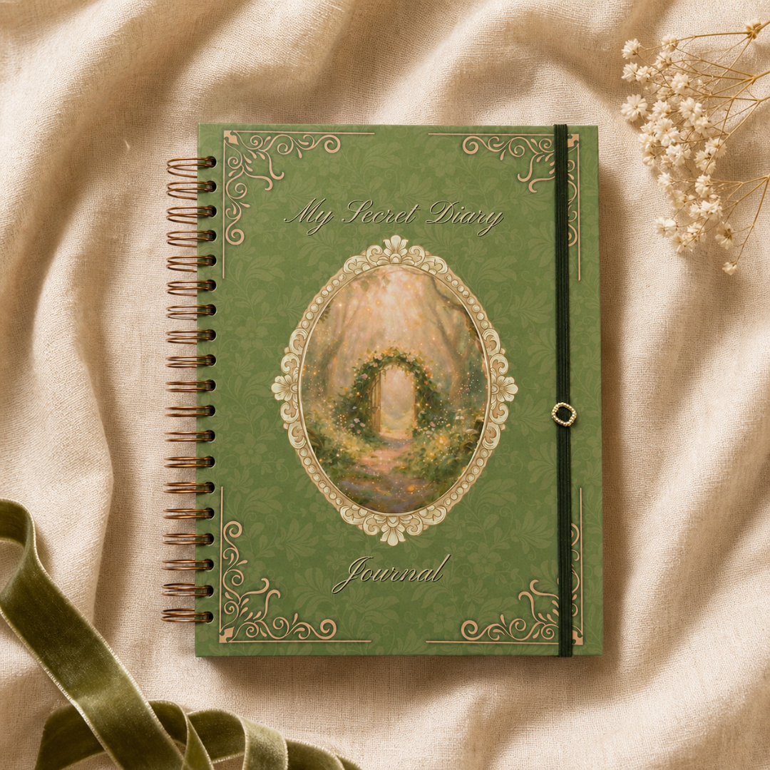Green My Secret Diary guided and dotted journal handmade by Naoko Arte