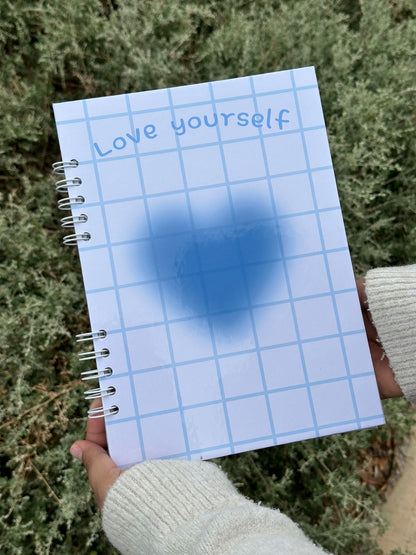 Blue Heart Notebook - Spiral Notebook (Lines) Love Yourself 💙 | B5 Notebook