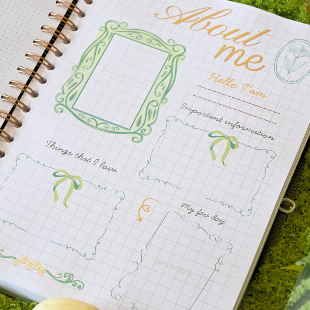 About Me guided page inside My Secret Diary journal